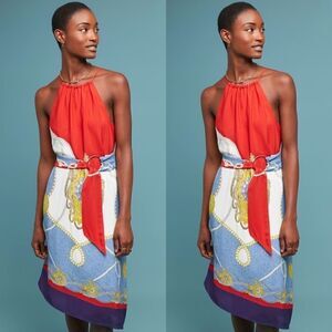 💯 Anthropologie Maeve Onsen Scarf-Printed Dress